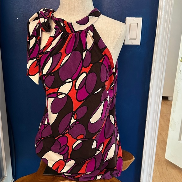 Women’s NY Collection Geometric Print Polyester & Spandex Sleeveless Top Size M - Picture 1 of 8